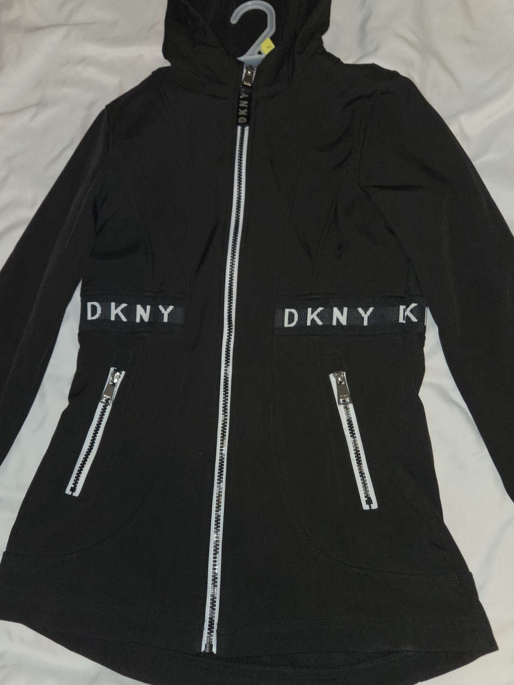 Girl's DKNY Black Hooded Zip Front Jacket